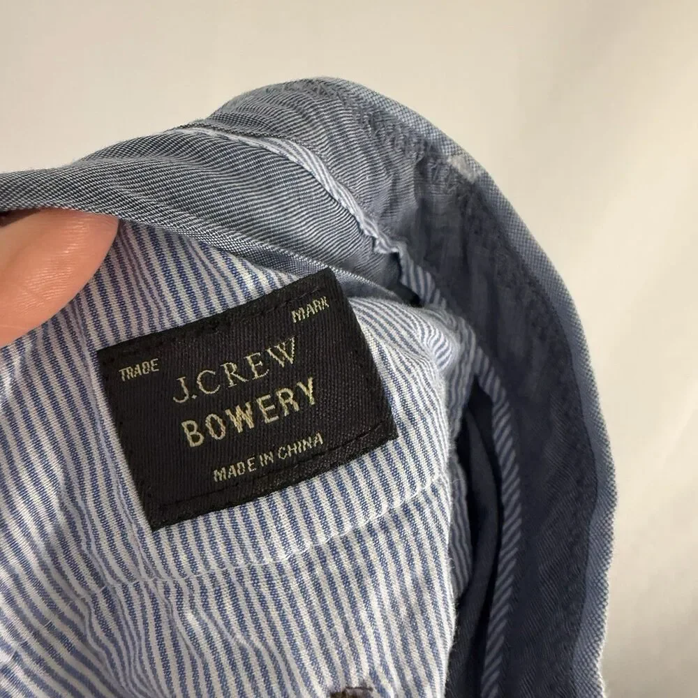 J Crew Bowery Slim Fit Pants Men's 33x32 Light Blue Flat Front Pockets Hook Zip